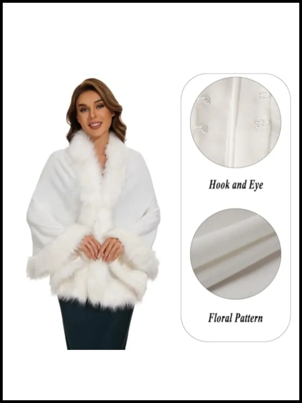 Faux Fur Wrap Shawl for Women Bridal Wedding Cape Evening Party Winter Warm